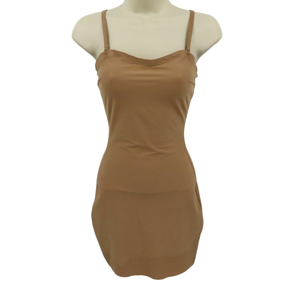 Assets by Spanx Women Small Beige Tan Slip Dress Removable Straps Shaping